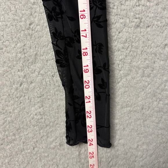 Sheer Floral Crop Top Black Size S Burnout Floral Design Whimsygoth Fairygrunge - Picture 5 of 5